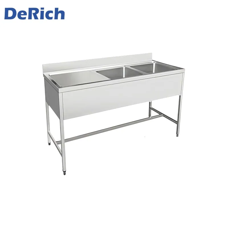Derich Горячая Продажа нержавеющая сталь двойной чаша Кухня раковина Сборка Стол для раковин с дренающей платой