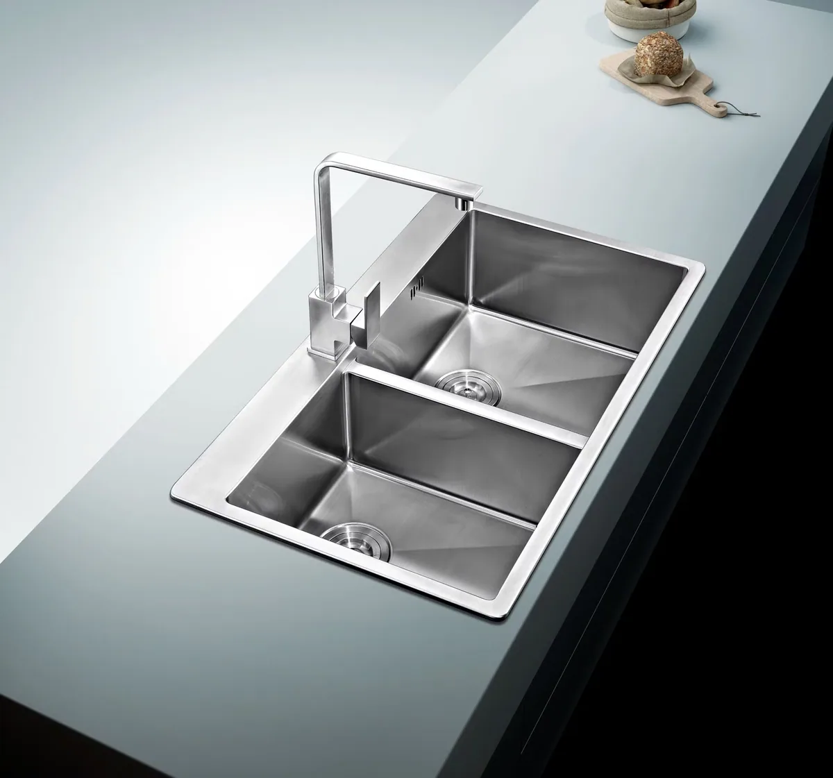 Высококачественная SS304 30inch накладная двойная раковина с отверстием для крана