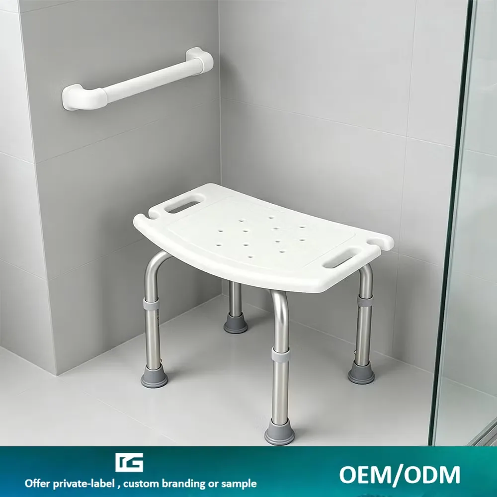 1.5mm Толщина алюминиевой трубки, каркас, поверхность сиденья из материала HDPE 6-Level Регулируемая высота, стул для ванной комнаты, используемый в душе