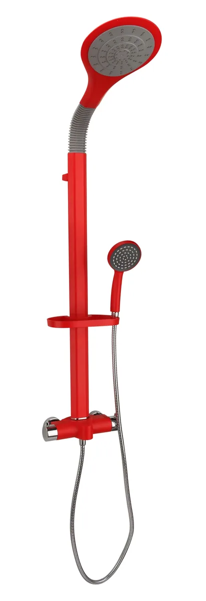 Смеситель для ванной с регулируемой высотой, термостатический кран, настенный, с двумя ручками, набор для душа черного/красного цвета