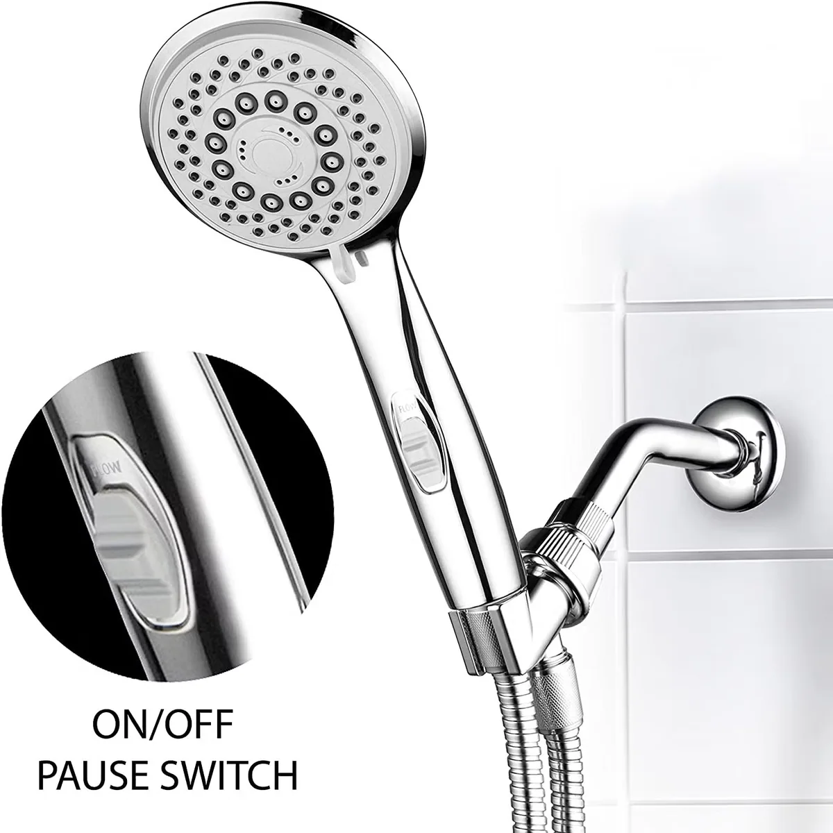 Отель RV SPA 7-Setting Ультра роскошный ручной душ с запатентованным переключателем включения/выключения паузы (матовый никель хром)