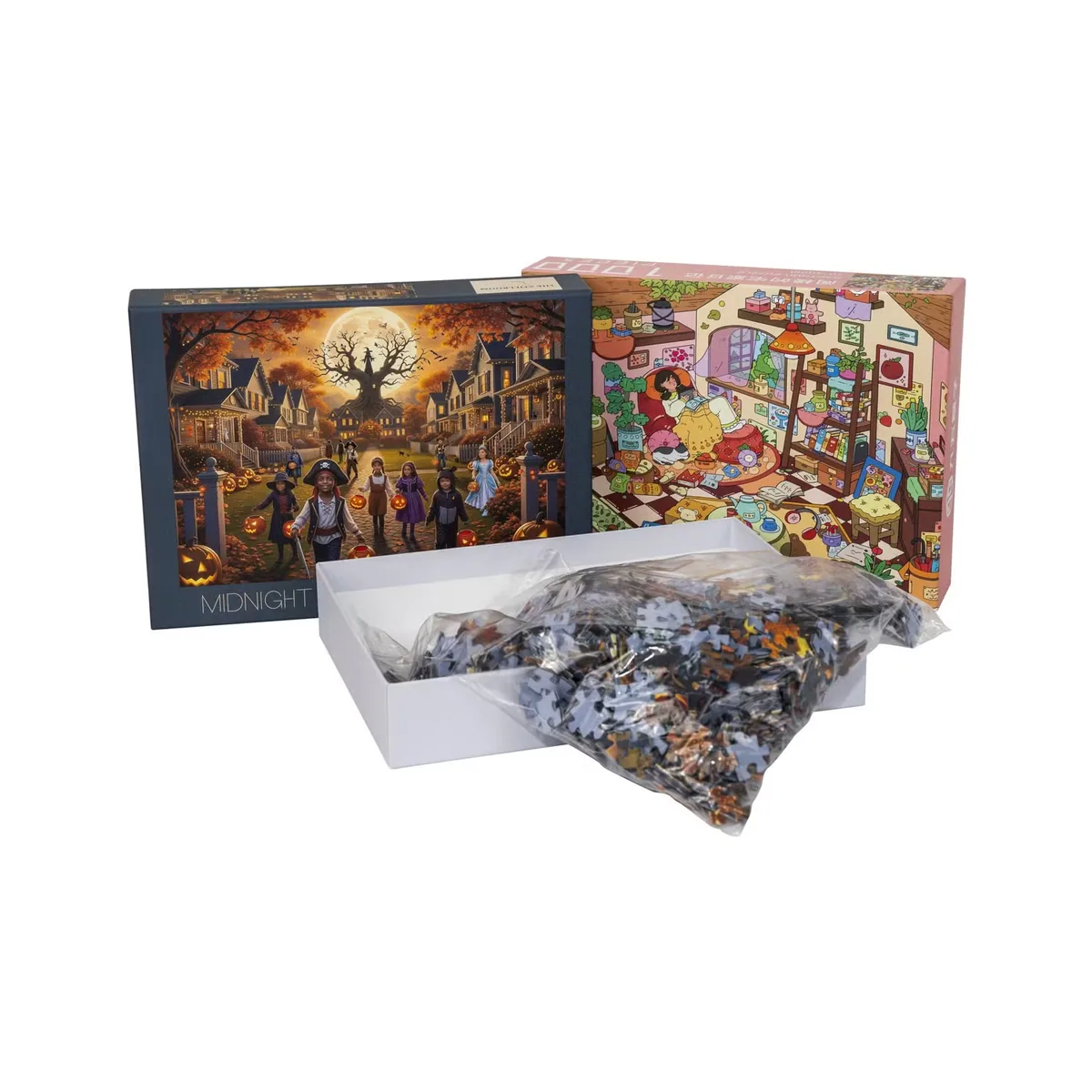 Фабричный производитель индивидуального дизайна изображение 300PCS 500 шт. 1000PCS переработанный синий картон серый картон матовая мягкая ламинация пазл для взрослых