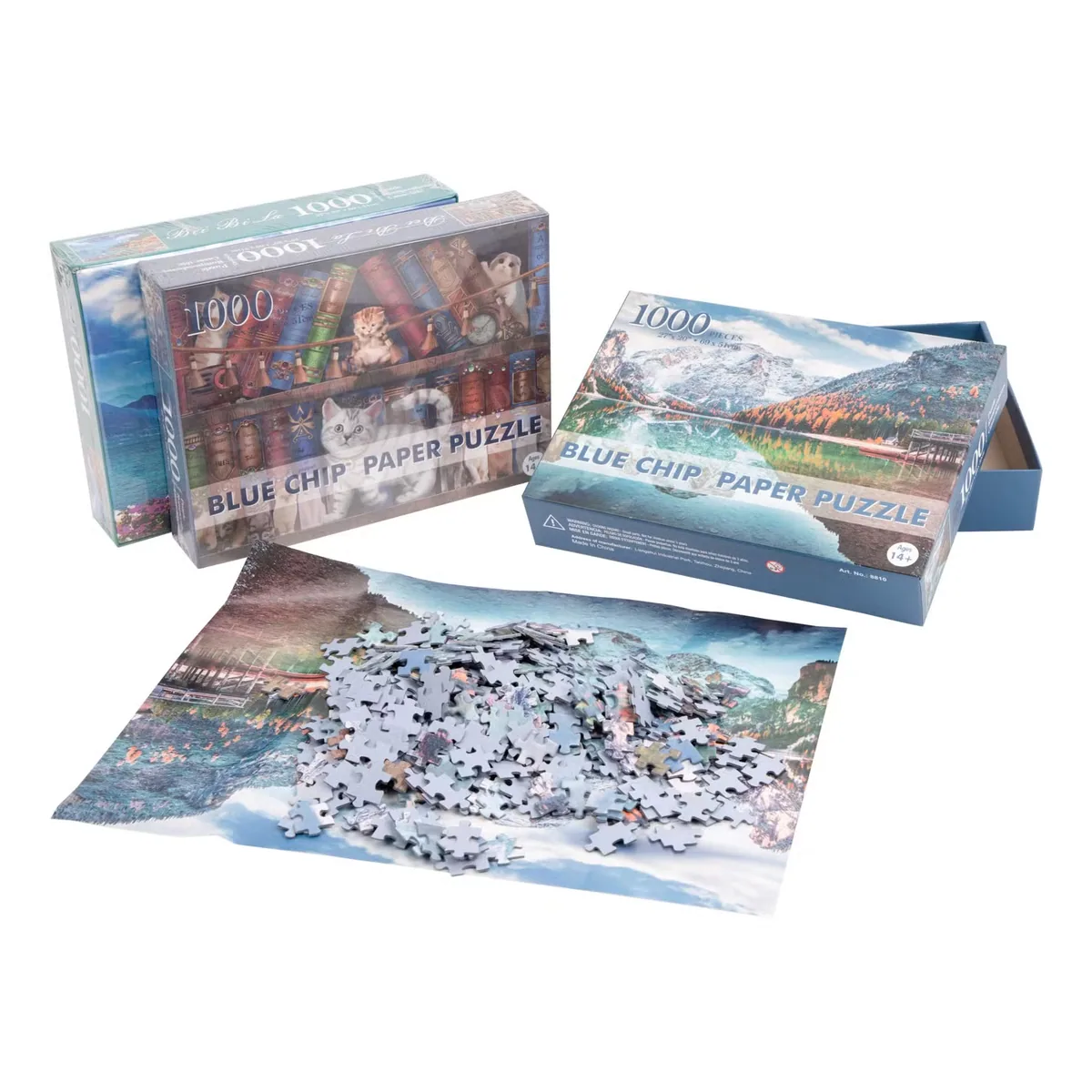 1000PCS Индивидуальный дизайн серо-белого-голубого картонного пазла