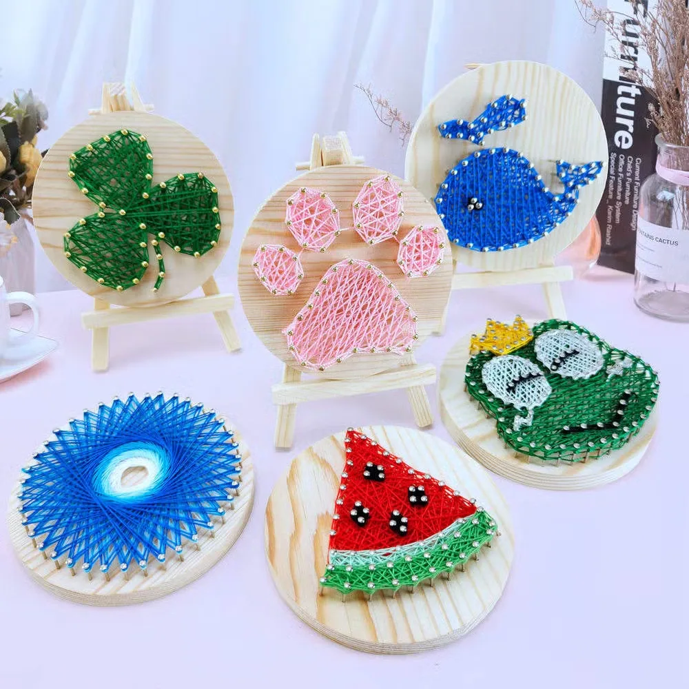 3D Набор для создания деревянного String Art для детей, DIY игрушка для шитья и ткачества для воображения и творчества