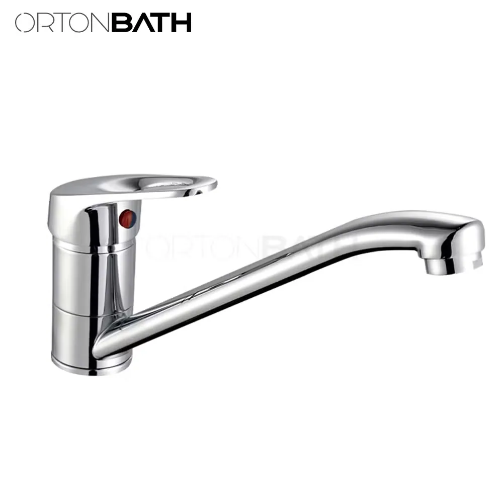 Классический однорычажный кухонный кран Ortonbath с длинной шеей, коммерческий кухонный смеситель с горячей и холодной водой, матовый никель, одноручный кран для кухонной раковины