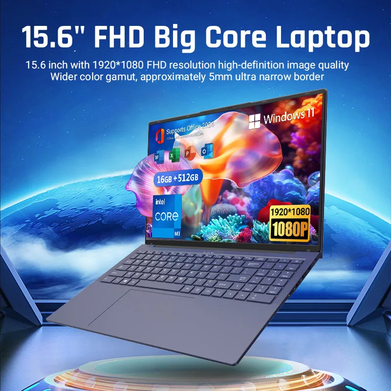 15.6" Ядро M3 8100y 16g DDR 512g SSD Ноутбуки Ноутбук FHD Экран Бизнес Ноутбуки Совершенно новые
