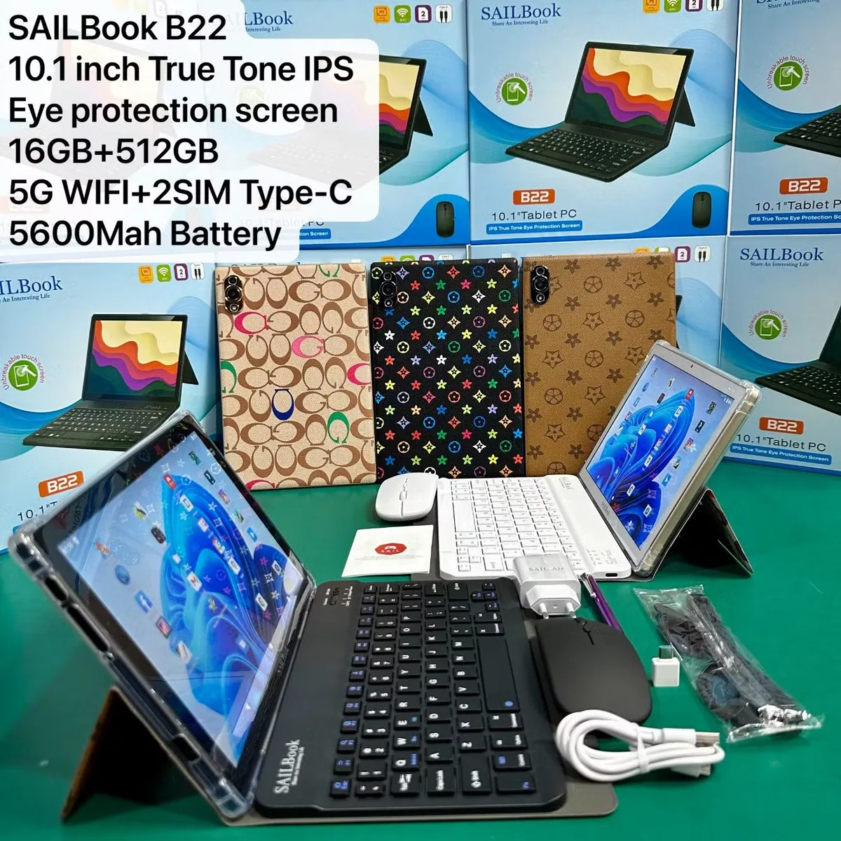 Оптовые планшеты WiFi с SIM-картой Sailbook B22 10.1 12+512GB HD экран с клавиатурой и мышью Android бизнес-планшет ПК