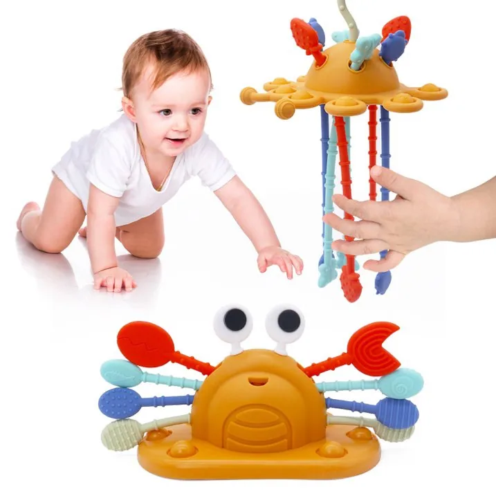 Детская игрушка для пальцев, 0-3 лет, образовательная игрушка для младенцев, полностью силиконовая, интерактивная игрушка для раннего обучения