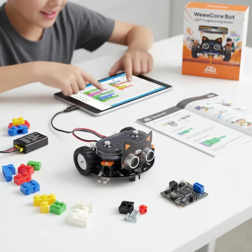 Горячая продажа металлического робота-карты Weeecore на Arduino с программированием на Python и Scratch для STEM-образования
