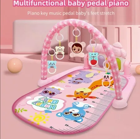 Музыкальный игровой коврик для малышей с пианино и висячими игрушками