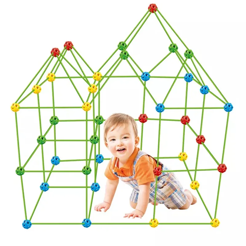 Томбо Оптовая Образовательная 100PCS DIY Игрушечные Палатки Форт Внутренний Палаточный Комплект Строительство Форта Детская Пластиковая Интубация Игровая Палатка