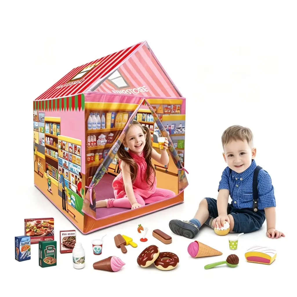Игровой набор продуктов для супермаркета Fabric Playhouse -115-Piece Кухонная игрушка Образовательная сенсорная игрушка для детей для малышей Подарок для мальчиков и девочек