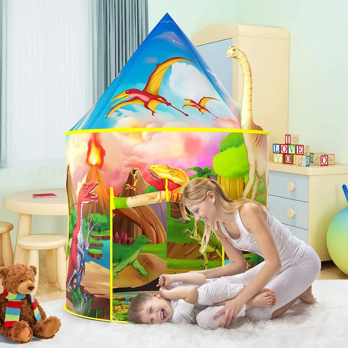 Водонепроницаемый мультфильм шаблон динозавров Toy палатка продажи с возможностью горячей замены для использования внутри помещений высокого качества ребенка играть палатка