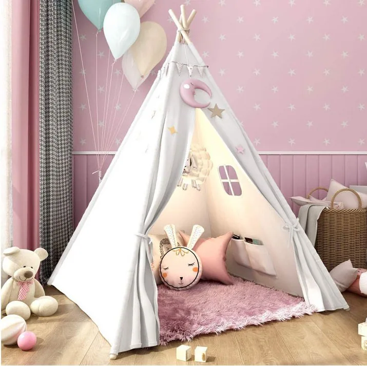 Детский крытый Teepee палатки с сумка для переноски играть палатка Canvas Tipi палатки