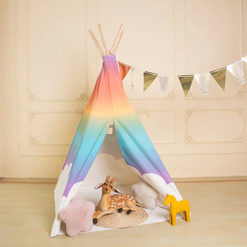 Дети Teepee играть палатка с коврик пола для девочек и мальчиков