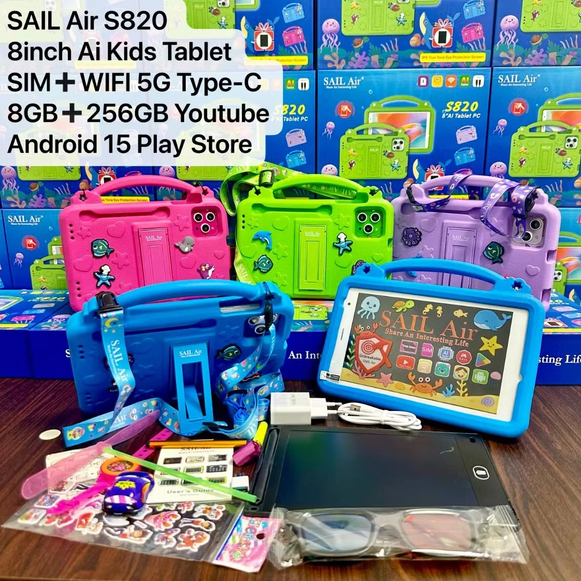 Новый планшет Sail Air 8" для бизнеса, дружелюбный к детям, поддержка SIM-карты 8GB 256GB