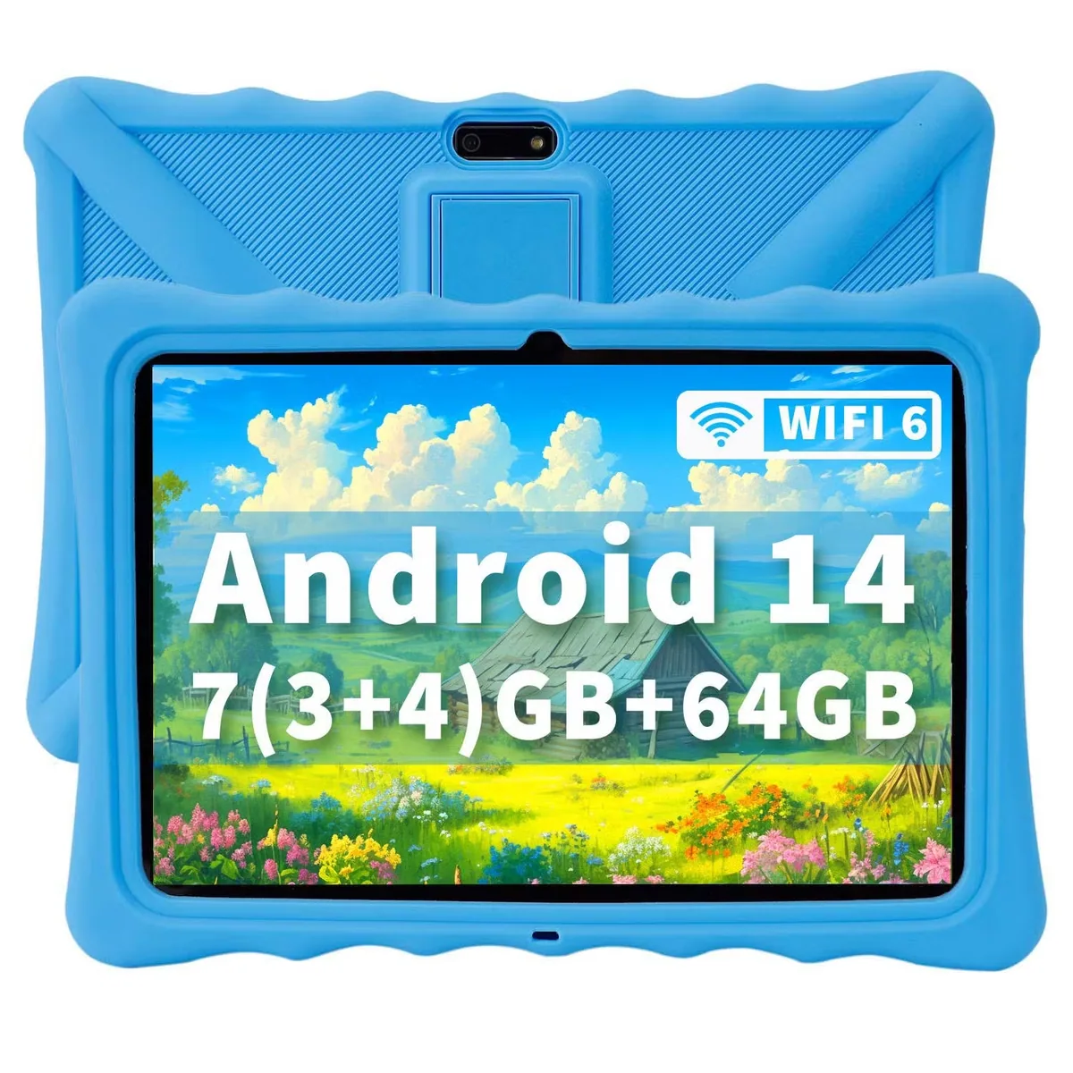 10 Дюймовый планшет Allwinner Octa Core для детей 7 (3+4) ГБ 64GB памяти Android 14 Новый WiFi 6 Образовательный учебный планшет
