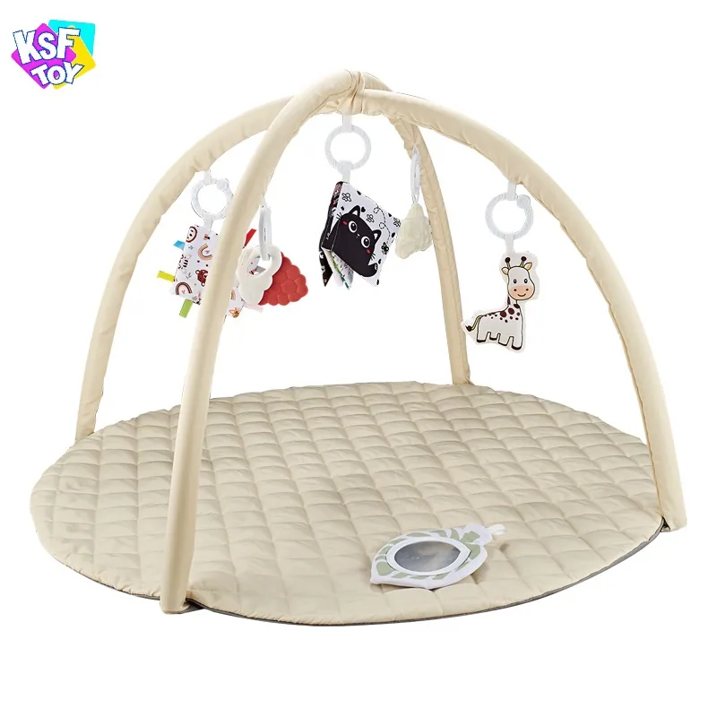 Игровой коврик для младенцев с detachable аркой и мягкими игрушками, хлопковая кроватка и музыкальная спортивная игрушка для сенсорной игры и сна