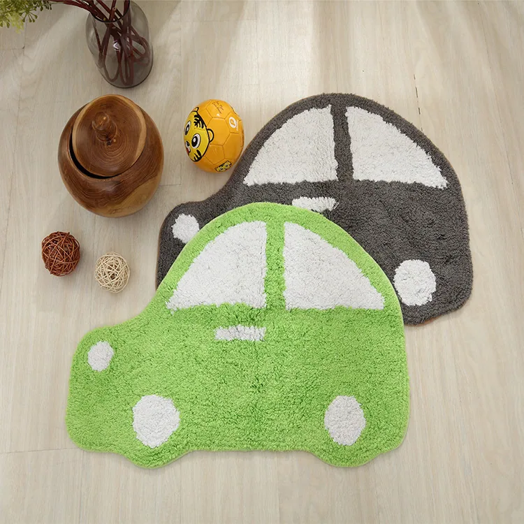 Коврик для ванной в виде мультяшной машины из хлопка, современный, washable, ковёр для игр в детской комнате или на кемпинге для мальчиков