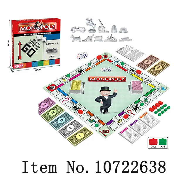 Пластиковая классическая настольная игра Монополия, оптовая игрушка для детей и взрослых