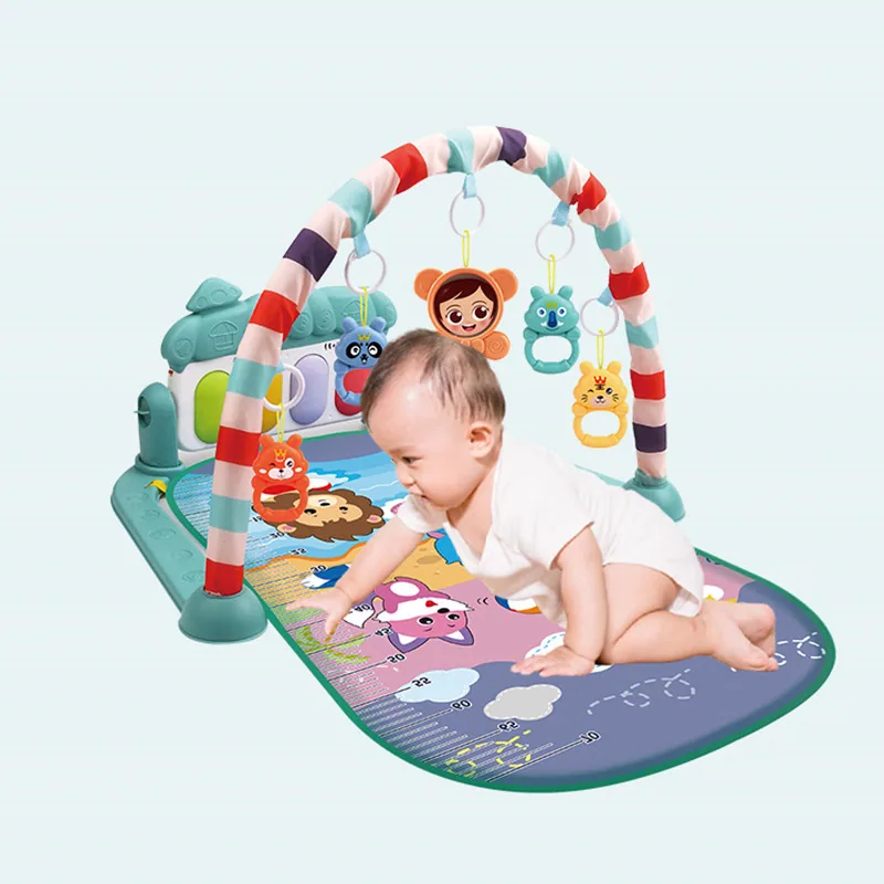 Пластиковая игрушка для детей Монтессори, игровой коврик для новорожденных, складной пианино с погремушками, музыкальный коврик для малышей с фитнес-стойкой
