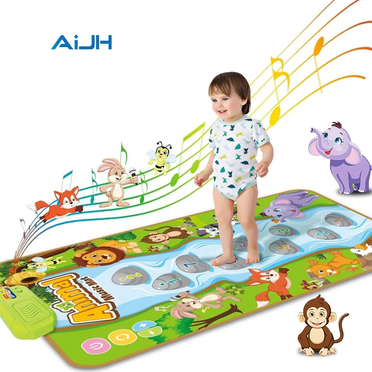 Мат для обучения музыке AiJH с животными звуками 80*50CM Образовательный музыкальный коврик для малышей и детей, играющий на пианино