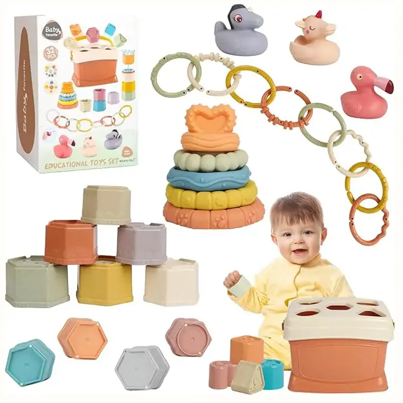 Игрушка для ванной с формами для сортировки и stacking для детей, головоломка для stacking
