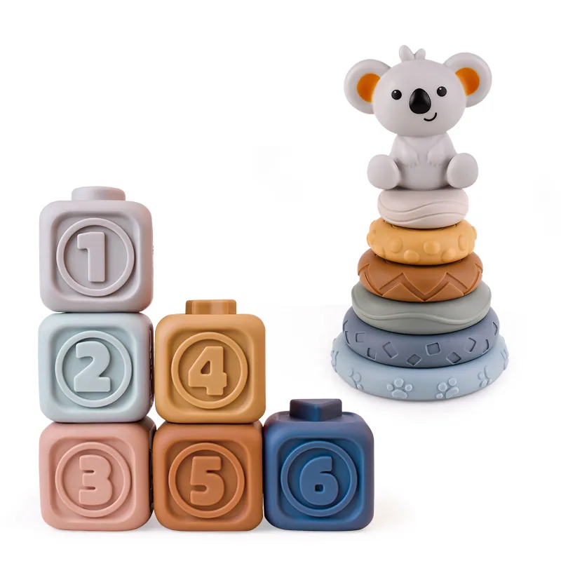 Игрушка для детей AiJH, мягкие силиконовые кольца для stacking tower, обучающая игрушка для малышей