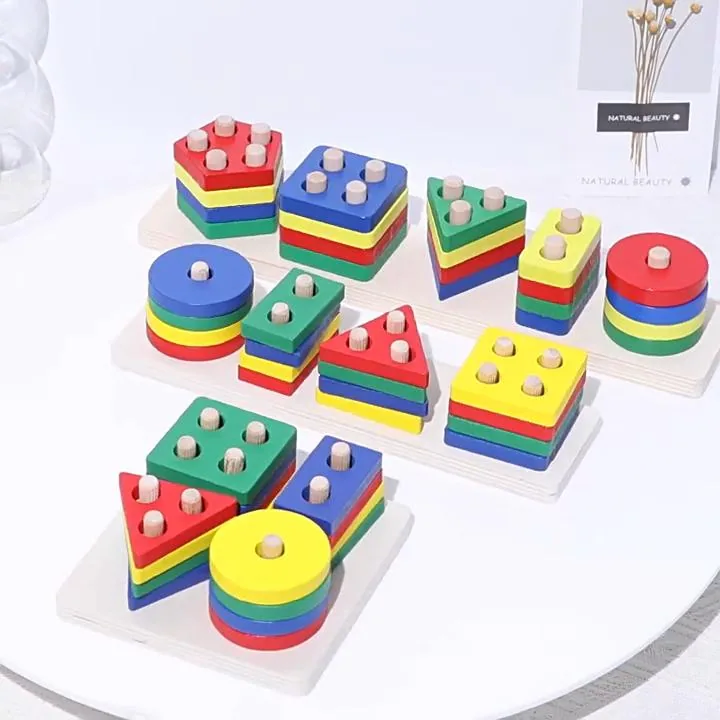 Большие деревянные сортировочные игрушки Монтессори для 1 2 летних stacking игрушек