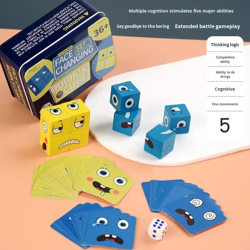Игра с магическим кубом, 3D Конструктор-головоломка, 2-Player Настольная игра для детей, Образовательная семейная игра с кубиками выражений
