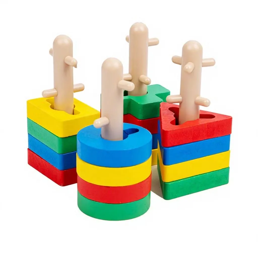 Животные Природа Геометрическая Форма Сортировка Монтессори С stacking Блоки