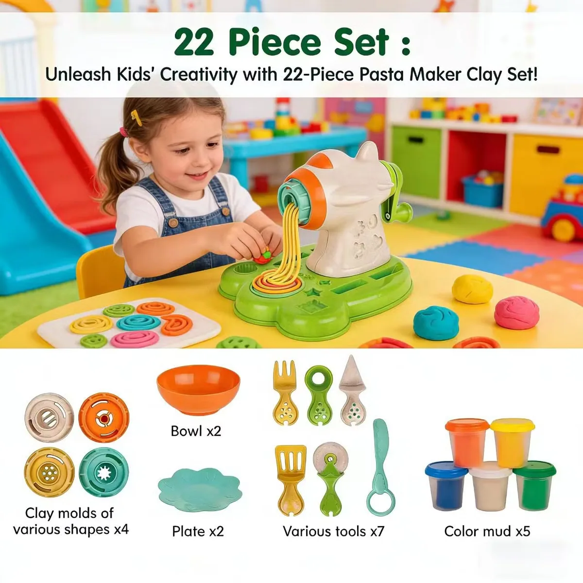 Нетоксичный 22PCS набор для игры с пастой своими руками для детей, креативный цветной кухонный игровой набор для ролевых игр