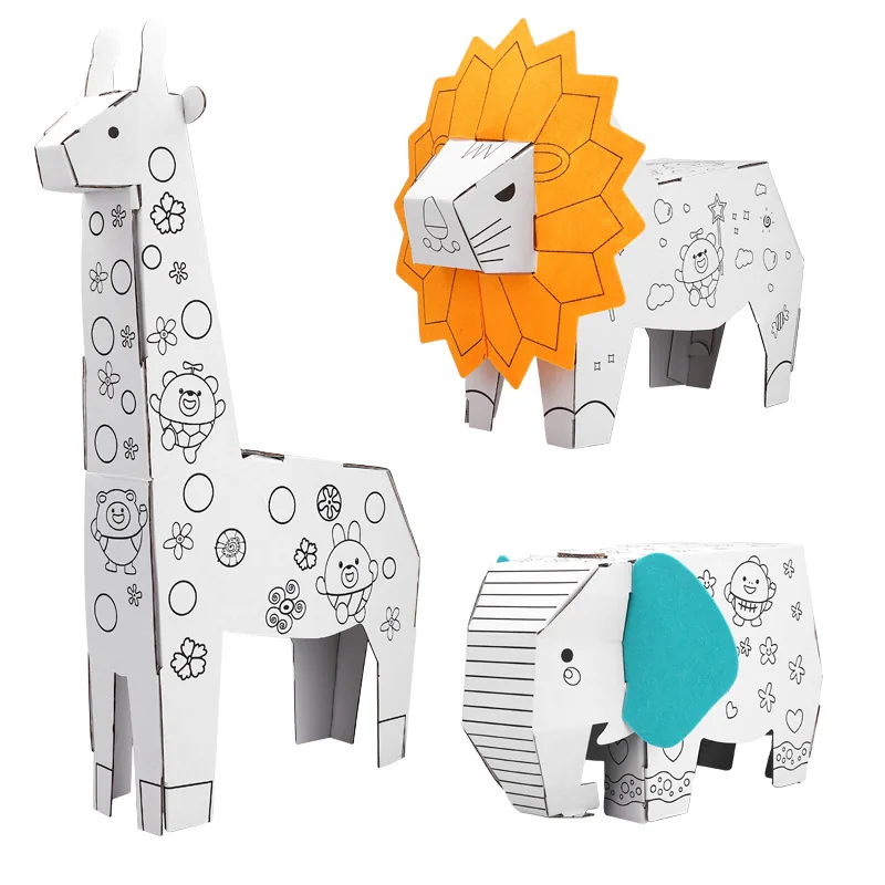Новый продукт DIY 3D Картонный домик для игры Рисование Искусство Подарок Рисование Игрушки-животные для детей