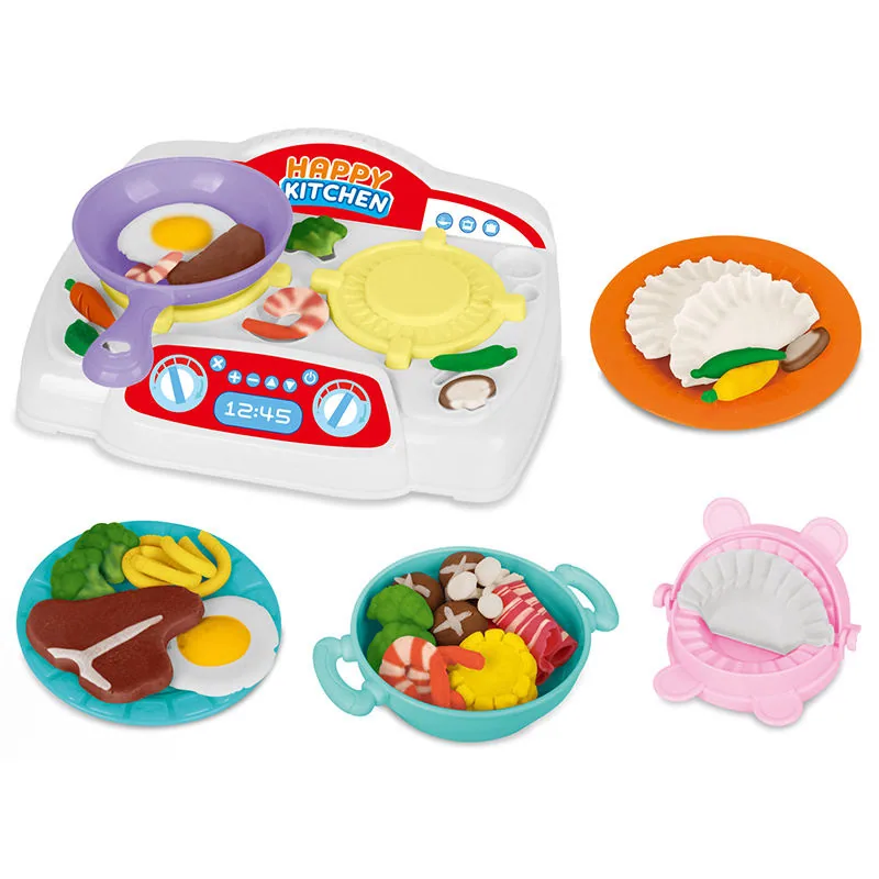 Игровой набор для имитации кухни с плитой из мягкого теста, обучающая игра, игрушка для творчества из глины для детей