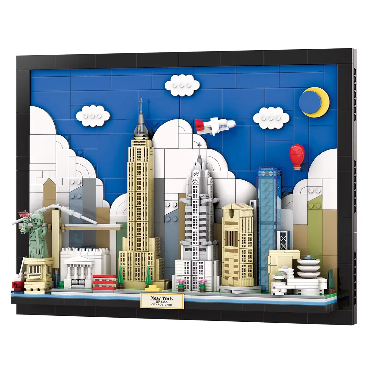 OEM/ODM 1130PCS Открытка с панорамой Нью-Йорка Конструктор зданий Подарочные рекламные товары Индивидуальные подарочные изделия Путешествия Аэропорт Сувенир Настенная декорация Подарок