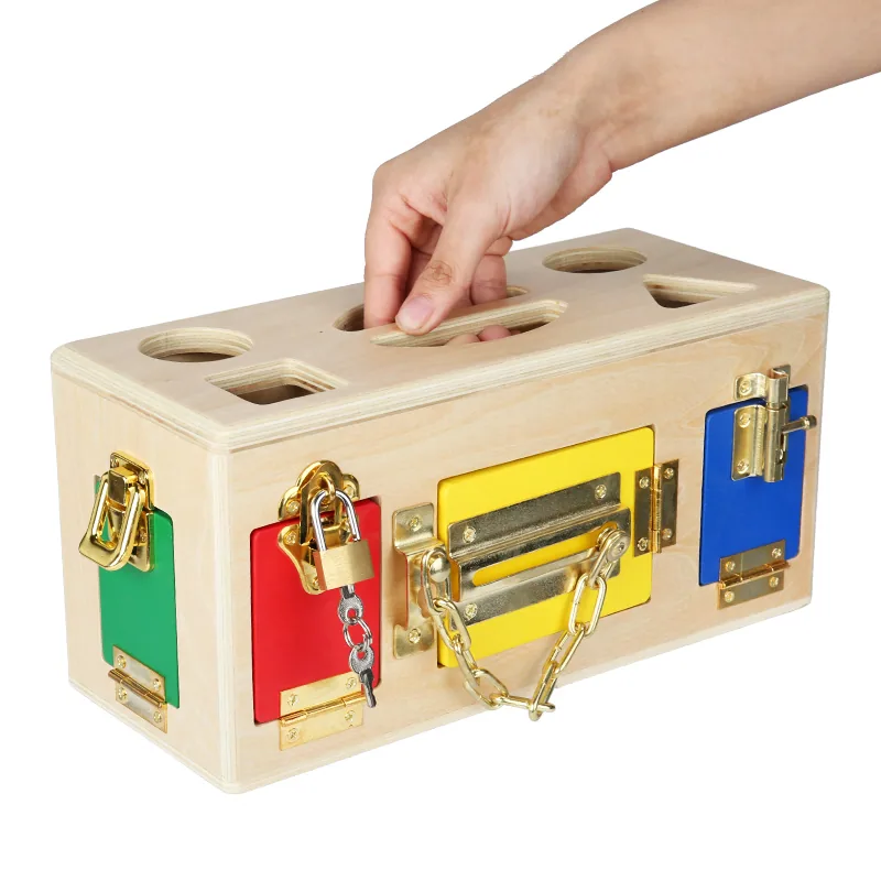 Деревянная Montessori коробка с замками, образовательная игрушка для оптовой продажи