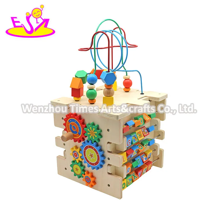 Самый популярный детский 5-Sided деревянный игровой куб с формами, цветами, буквами и цифрами W12D418