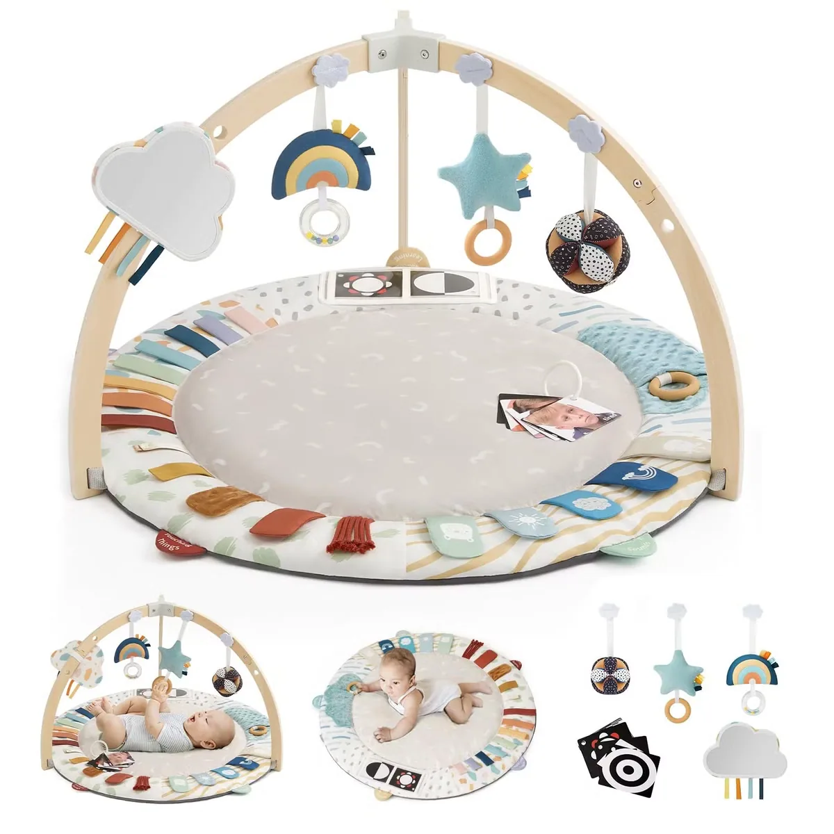 Съемные сенсорные игрушки, игровой гимнастический коврик для младенцев