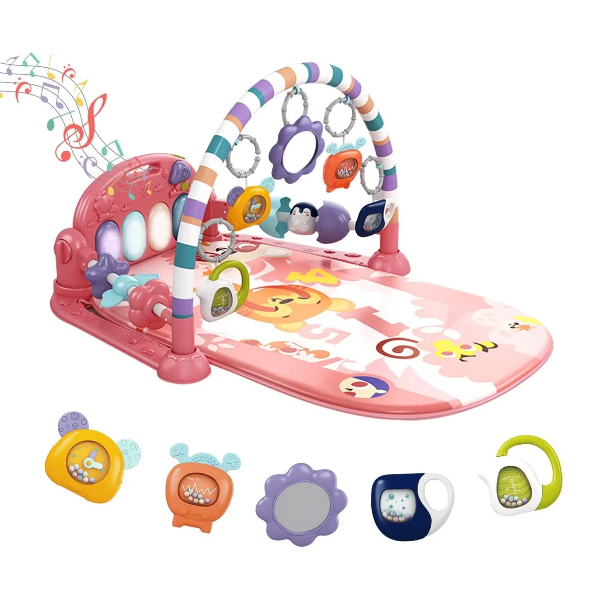 Игровой коврик для младенцев с сенсорными игрушками