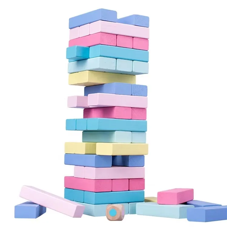 Горячая распродажа цветных образовательных деревянных детских stacking блоков джамбо деревянной башни на заказ набор строительных блоков домино игра
