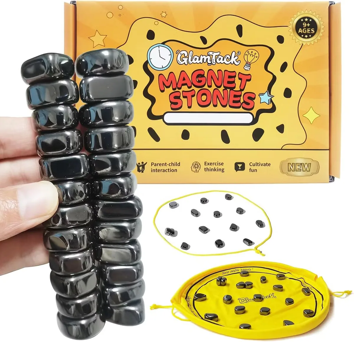 Магнитная шахматная игра с 24PC камнями, магнитные игры со шнуром, 2-in-1 сумка для игрового поля, семейные игры для детей и взрослых