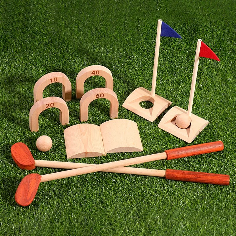 Деревянный мини-гольф набор для детей Montessori, образовательные игрушки для детей на улице