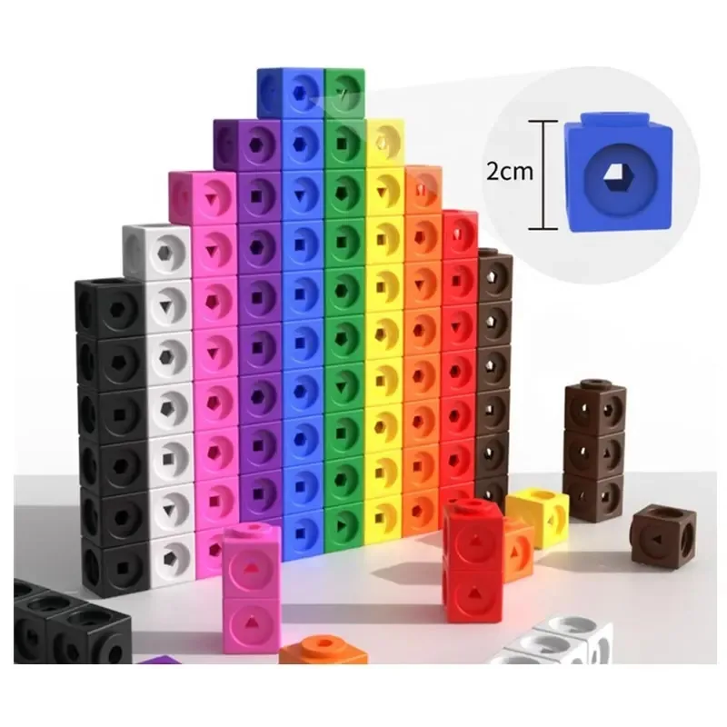 100PCS Пластиковые связывающие кубики, математические кубики, счетные блоки, игрушки