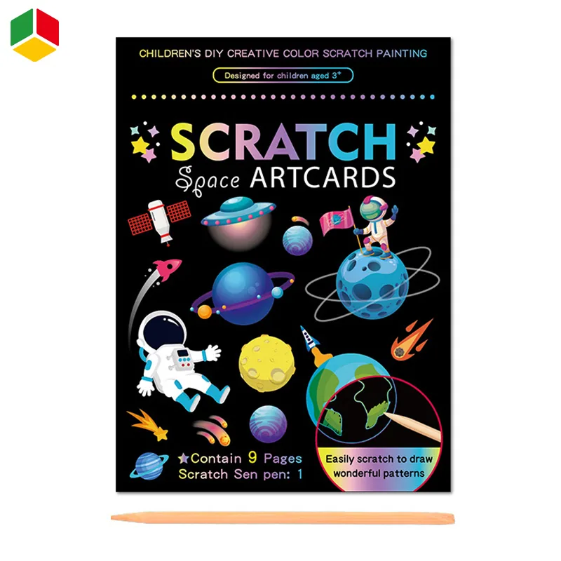 Картонка для рисования с игрушками в космическом стиле, игрушки для скрэтч-рисования, образовательные печатные игрушки, обучающие игрушки