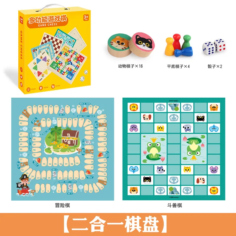 Игровой набор шахмат AiJH Family Strategy Game 6-In-1 Деревянная настольная игра с инструкциями для занятий в классе Праздничные игрушки