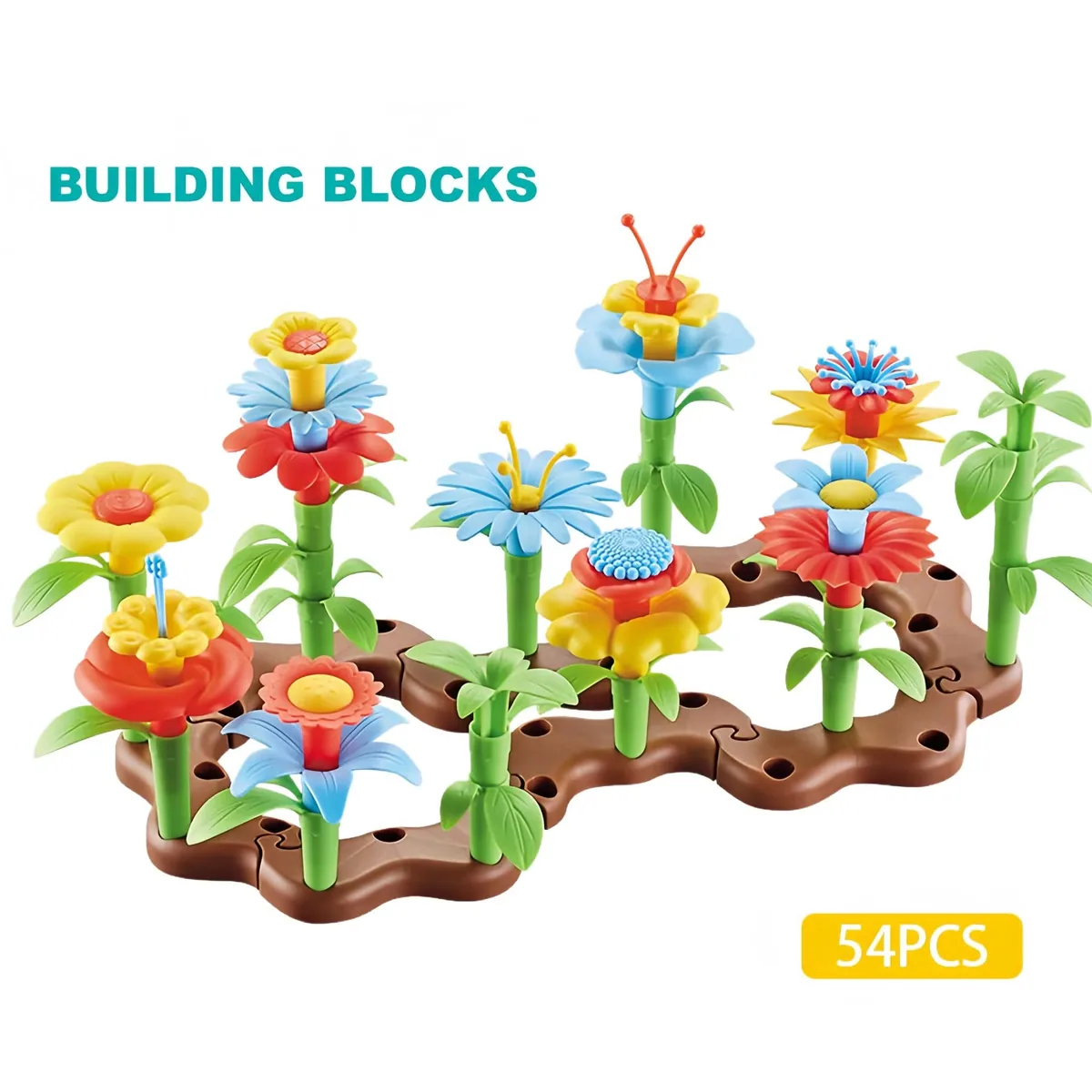 Оптовые DIY цветочные stacking блоки 54 шт. набор для образовательной строительной игрушки для детей