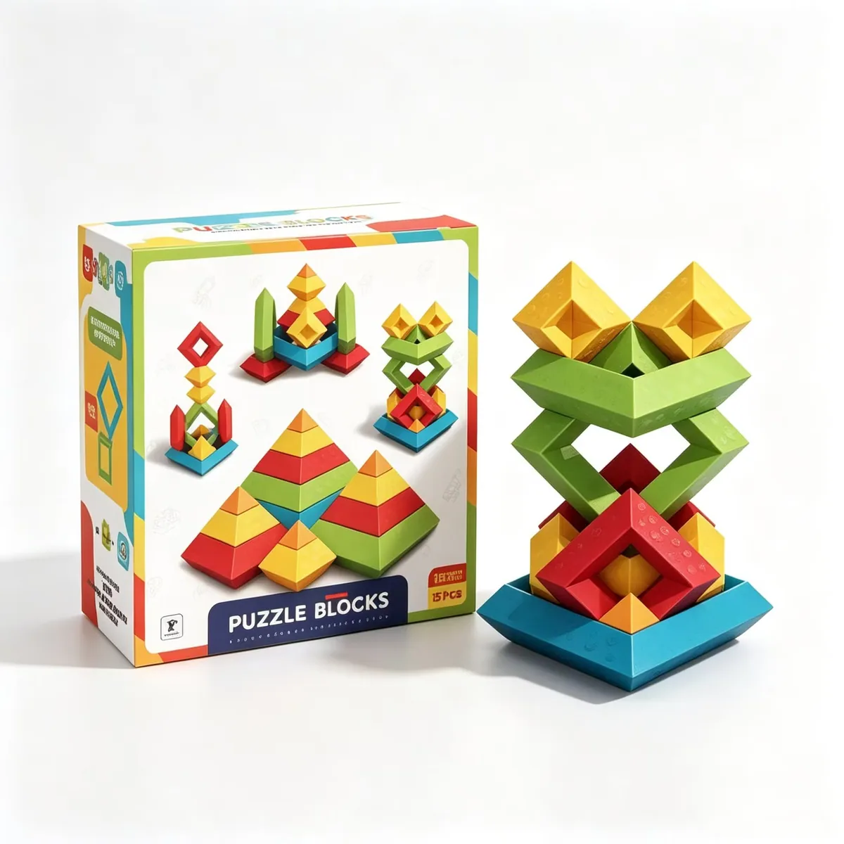 Оптовая Лубанта 15PCS Пирамидка Игровой Конструктор Блоки Пазл Пластиковые Детские Игрушки STEM Образовательные Игрушки