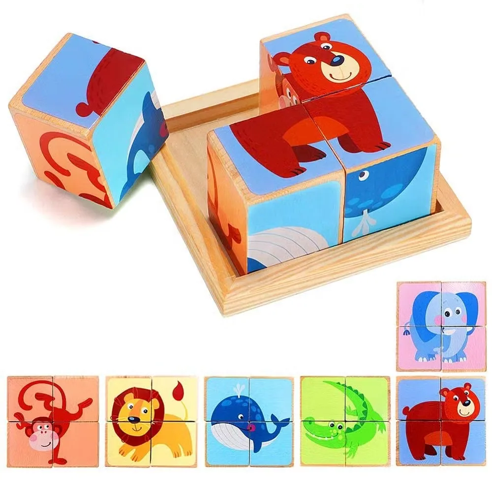 Мягкие деревянные пазлы с мультяшными животными для малышей 3D игрушки-головоломки для детей