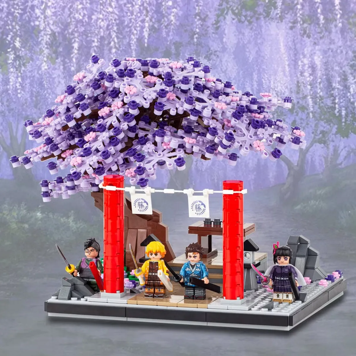 Moc1052 Цветущее дерево глицинии 917PCS Кирпичи Японское аниме Демон-убийца Сборка Образовательные строительные блоки Моокси Подарок для детей Игрушки