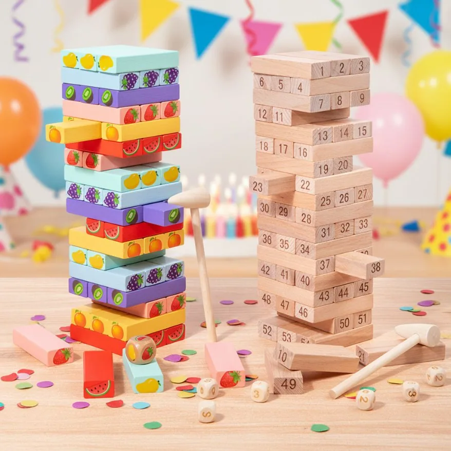 Цифровая башня слой деревянные блоки образовательные игрушки для stacking набор